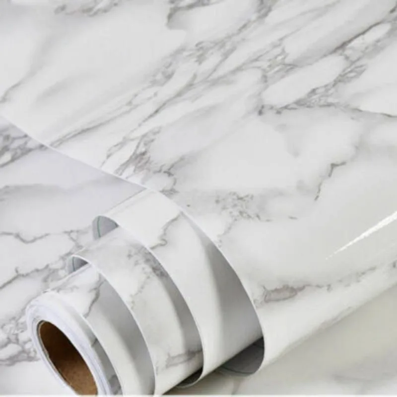 Papel de Parede Adesivo Mármore Cinza PVC 5 Metros x 60cm