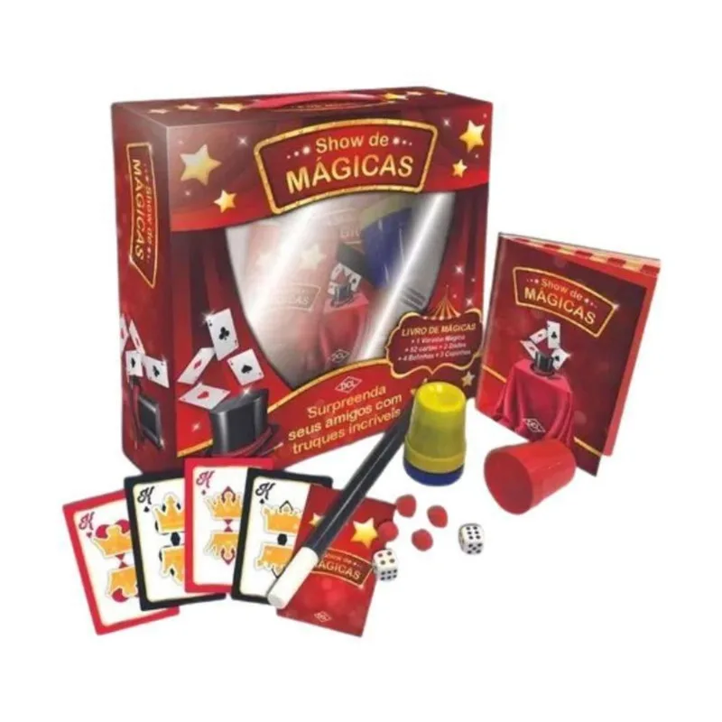 Kit Show De Mágicas Mickey Varinha Cartas Dados Bolinhas