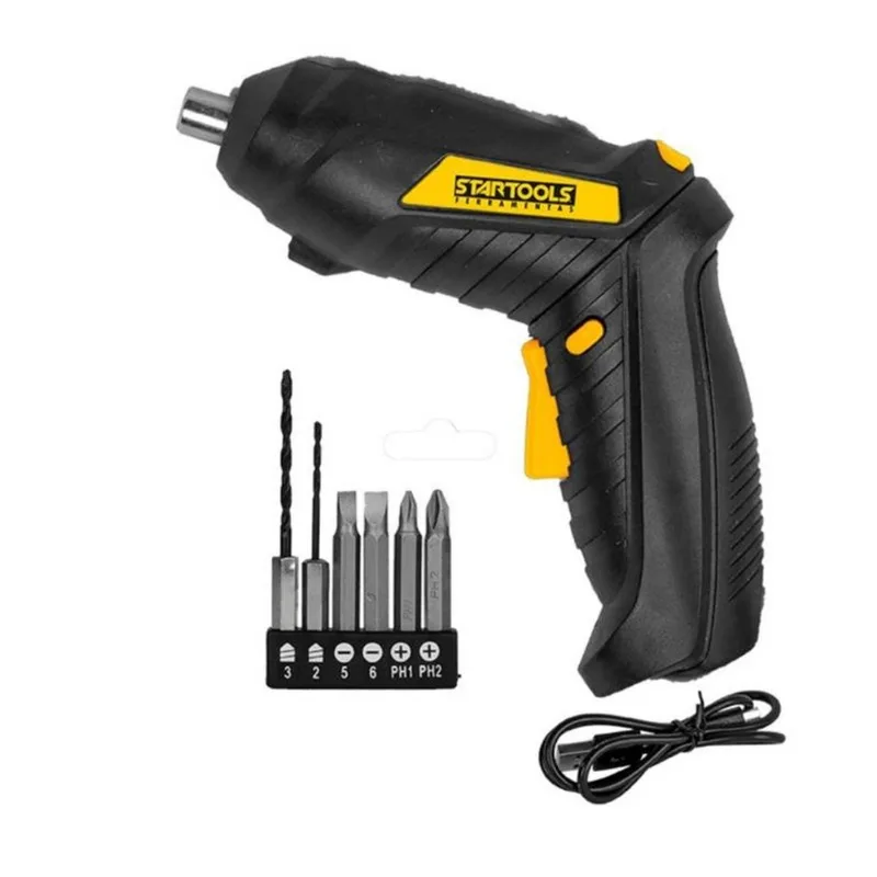 Mini Parafusadeira Reversível Recarregável 04 Bits 02 Brocas