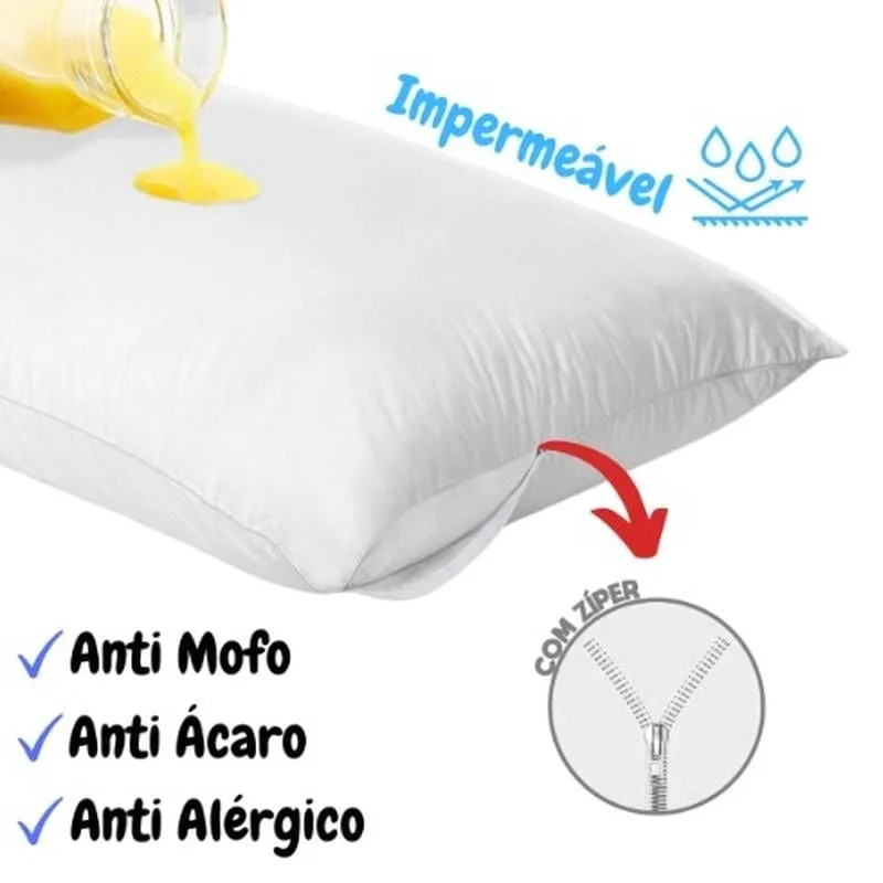 Kit 10 Capa Branca Protetor de Travesseiro Impermeável - Vida Pratika
