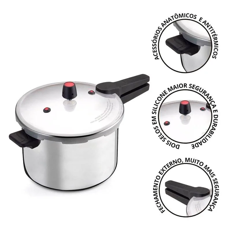 Panela de Pressão Fechamento Externo Capacidade 10 Litros - Aluminio Nacional