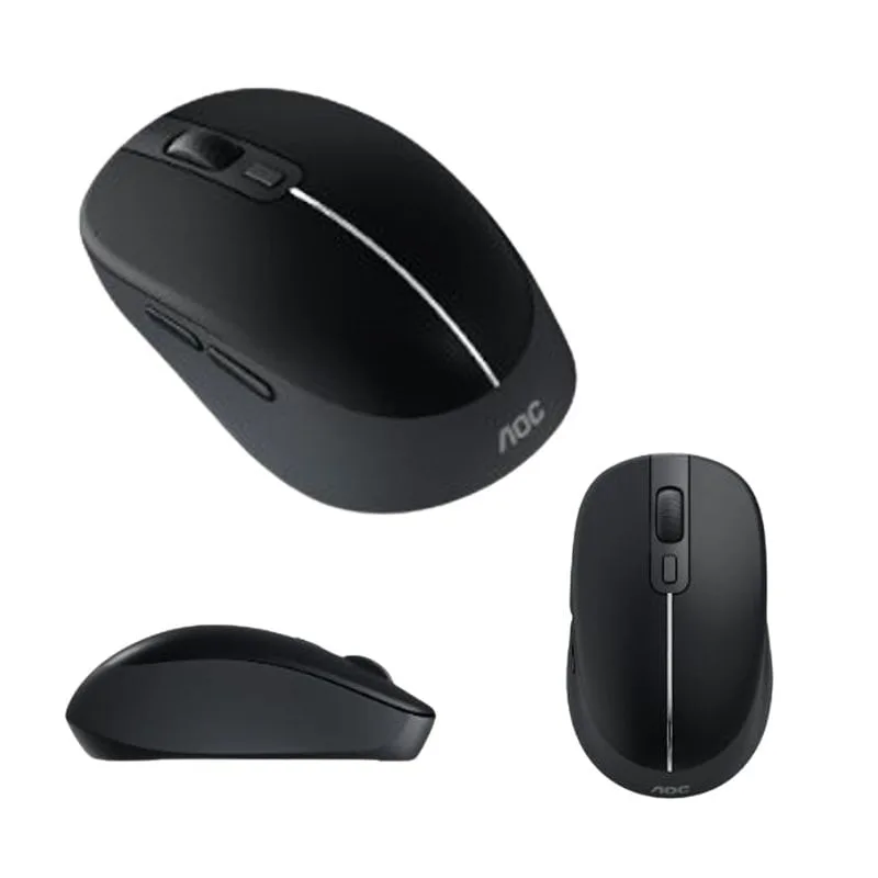 Mouse Óptico AOC Sem Fio 1600 DPI Preto com Cinza Wireless - AOC