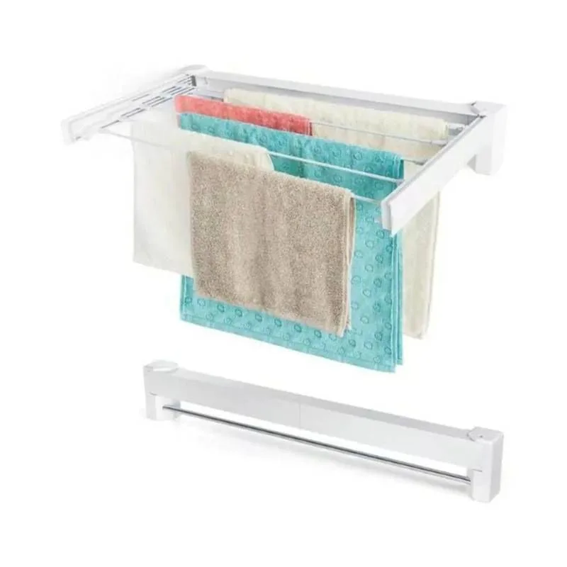Varal Retrátil Branco Dobrável 5 Varetas 70cm x 37cm 5 Kilos - GLOBALMIX