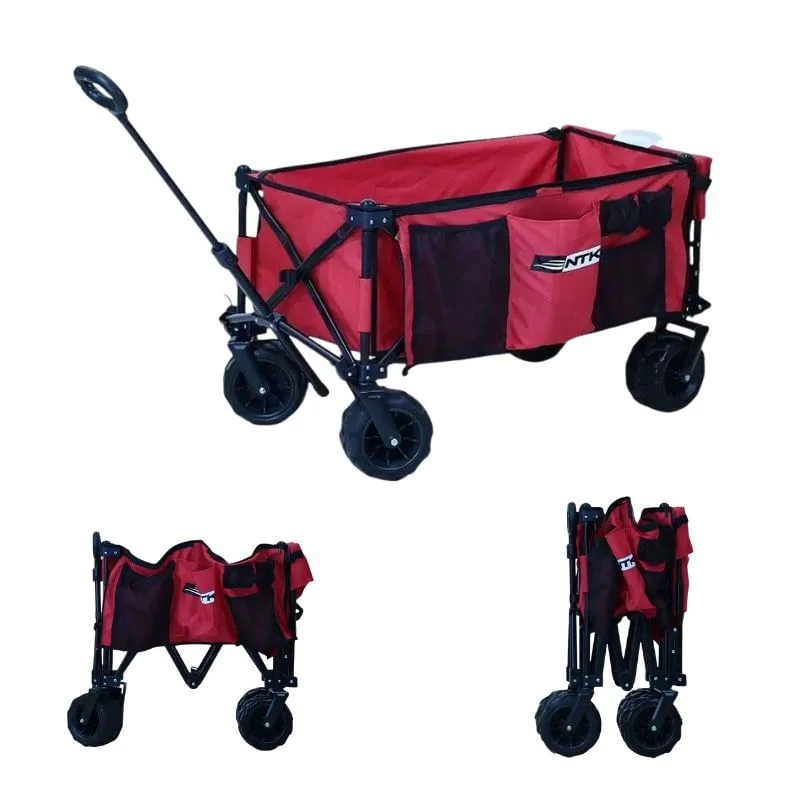 Carrinho de Carga Vermelho Dobrável Multiuso Compras 80 KG - NAUTIKA
