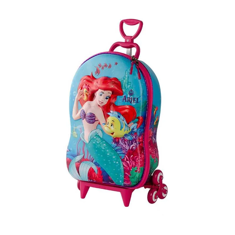 Mala de Viagem Infantil Com Rodinha Pequena Sereia Ariel 3D - MAX TOY