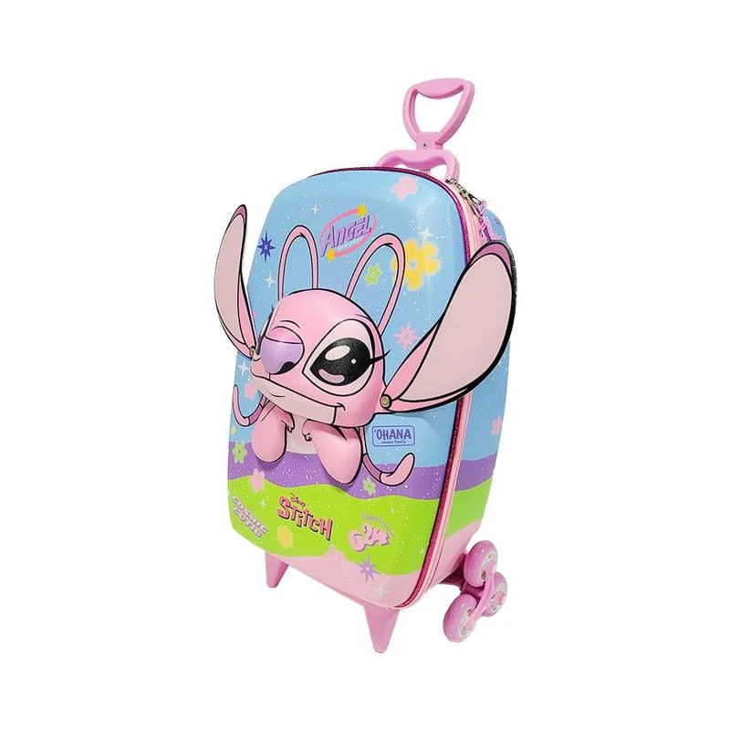 Mala de Viagem Infantil Com Rodinha Angel Stitch 3D Rosa - MAX TOY