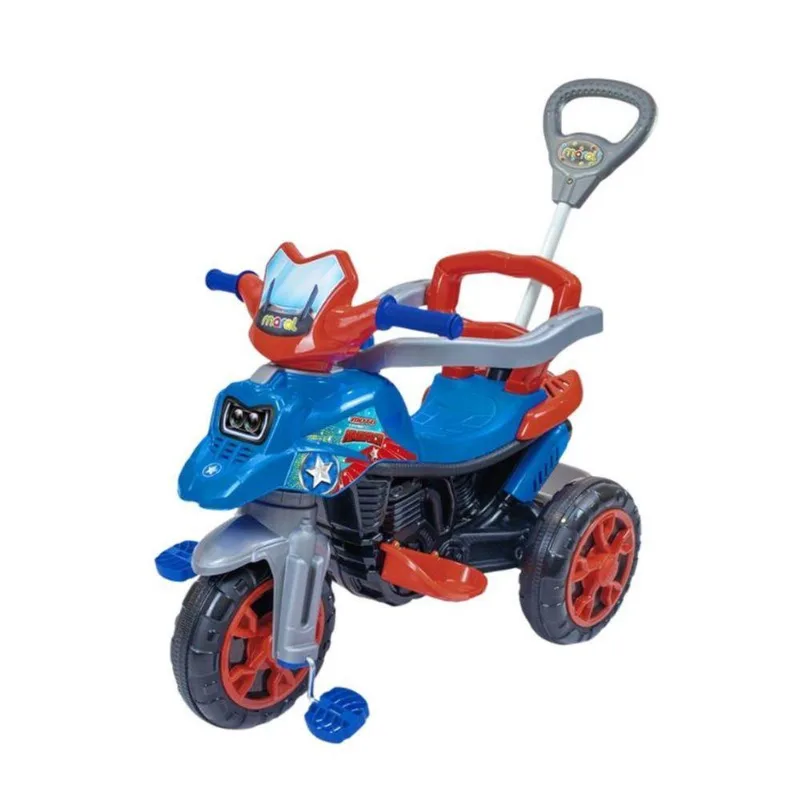 Triciclo Infantil Moto Pedal Com Buzina E Porta Objetos Azul Maral