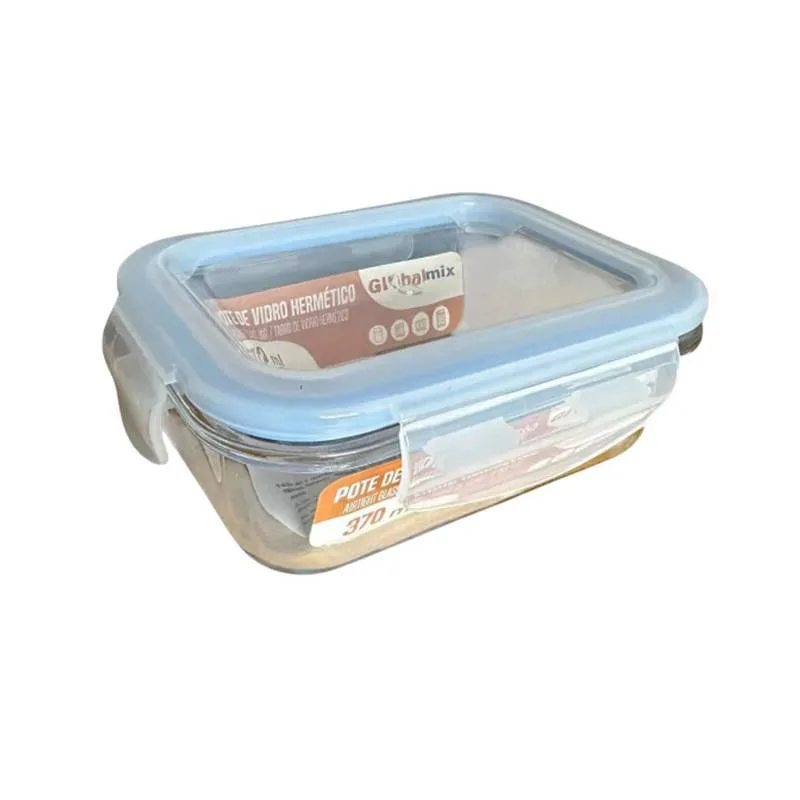 Kit 06 Pote de Vidro Retangular 370ml Hermético Livre de BPA - GLOBALMIX