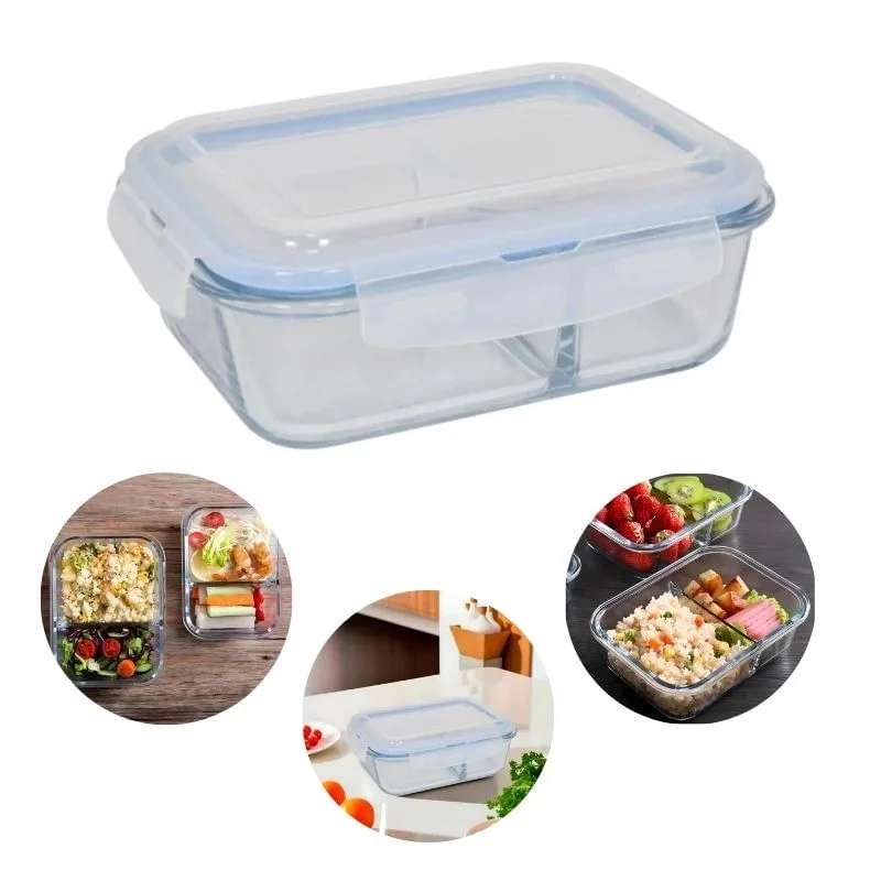 Kit 03 Potes Vidro Retangular 1040ml Hermético Livre de BPA - GLOBAL MIX