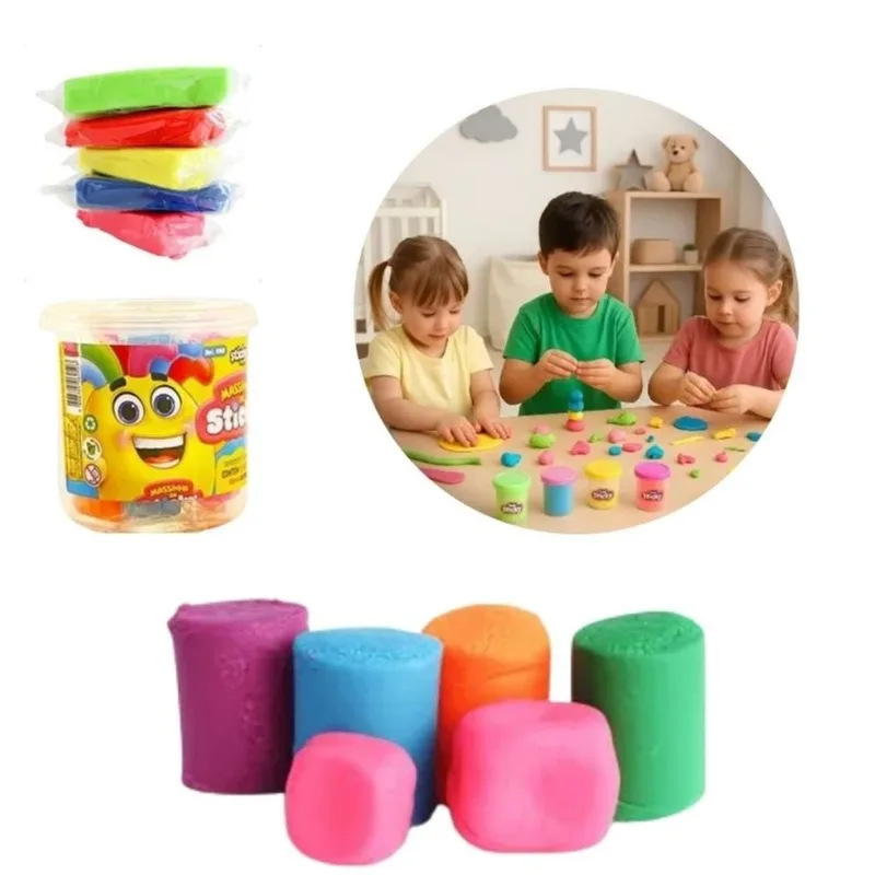 Kit 10 Potes de Massinha com 05 Cores Vibrantes 75 gramas