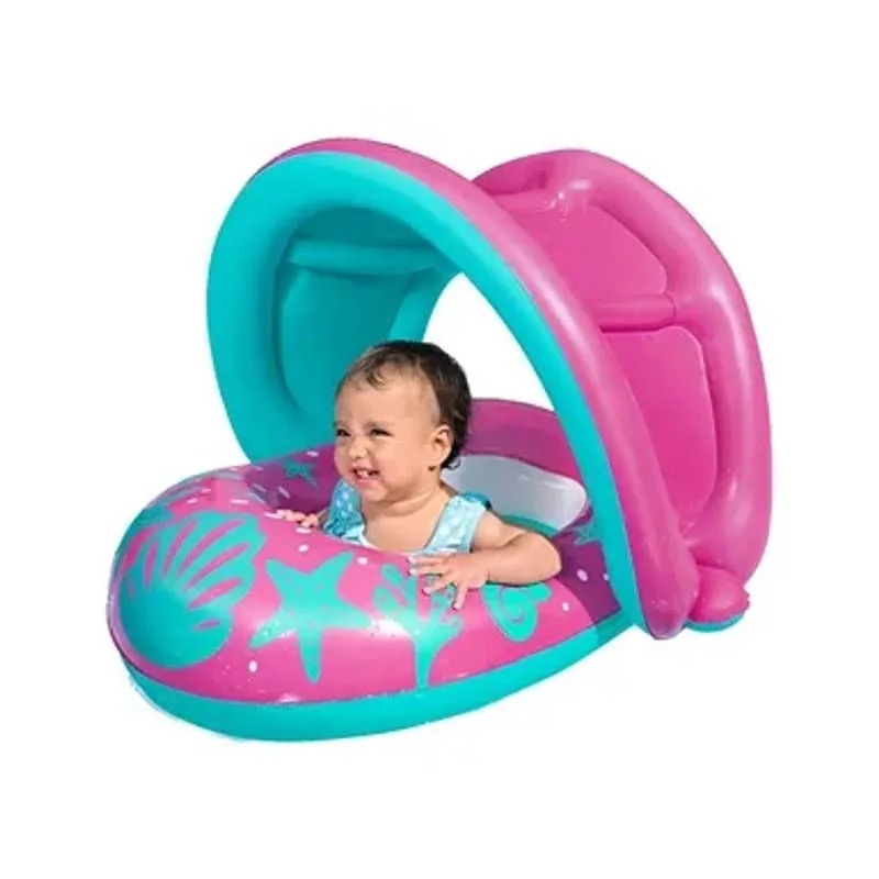 Bote Inflável Rosa Infantil para Piscina com Cobertura - nautika