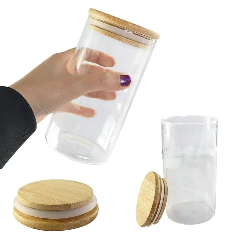 Kit 10 Potes de Vidro 1500ml Hermético Multiuso Tampa Bambu - GLOBAL MIX