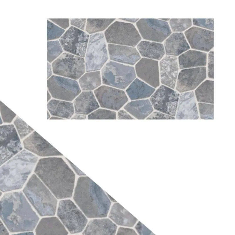 Kit 10 Papel de Parede Adesivado 45cmx05Mt PVC Pedras Cinzas