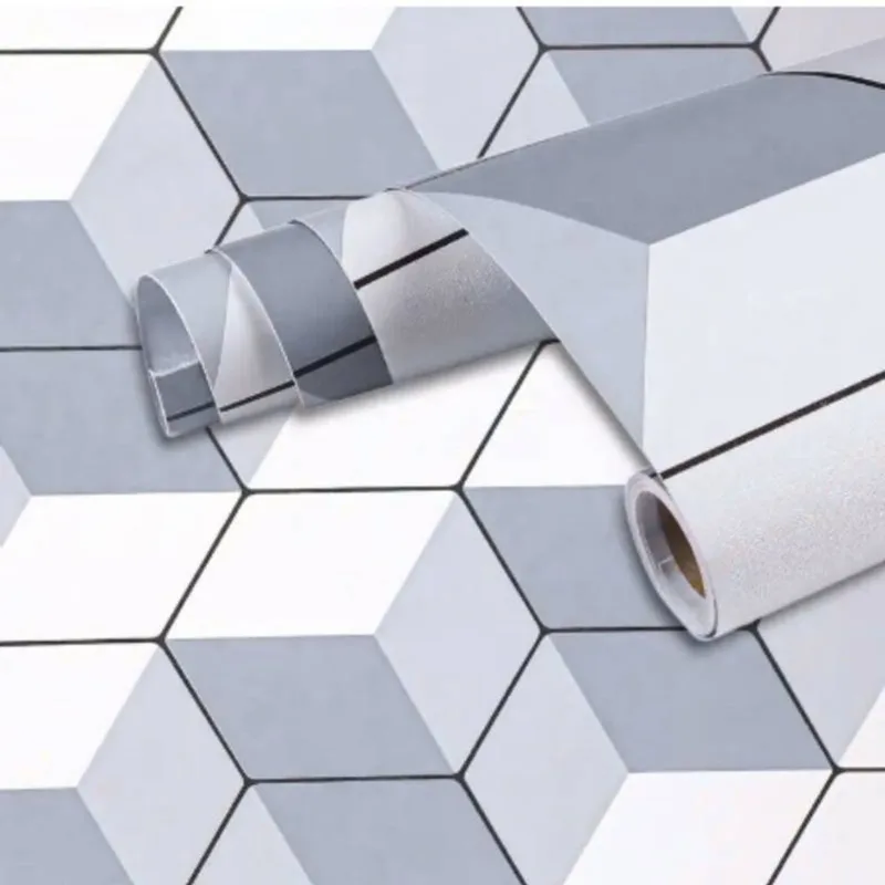 Kit 10 Papel de Parede Adesivo Geométrico PVC 5 Metrosx45cm