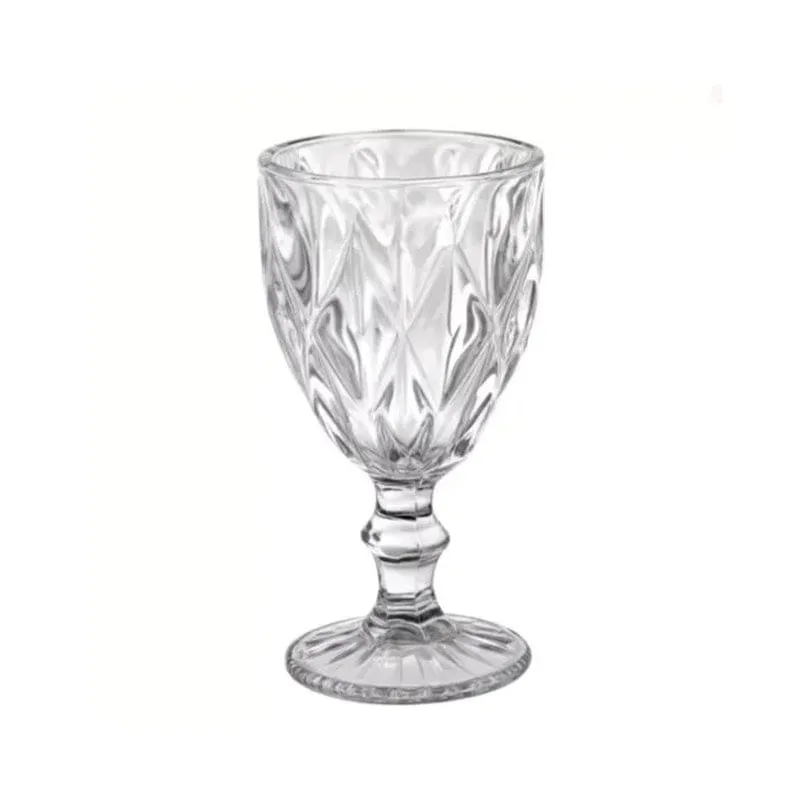 Jogo com 06 Taças de Vidro Premium Textura Diamante 340ml - Praticasa