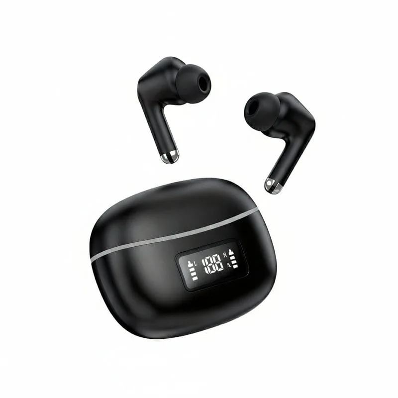 Fone de Ouvido Preto Sem Fio Bluetooth Touch Display LCD - Genérico