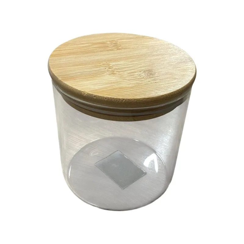 Pote de Vidro 550ml Tampa de Bambu Natural Vedação Eficiente - THIKA