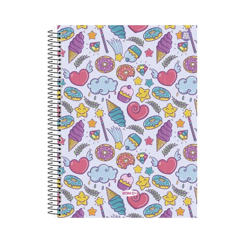 Caderno Universitário Capa Dura 10 Matérias 160 Folhas Doces - Animativa