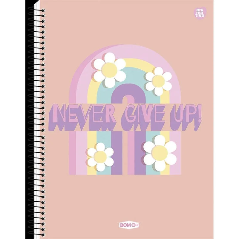 Caderno Universitário Capa Dura 01 Matéria 80 Folhas Give UP - Animativa