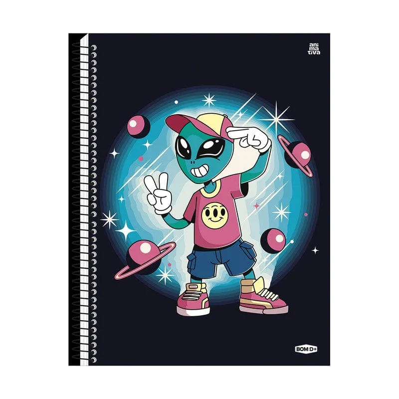 Caderno Universitário Capa Dura 20 Matérias 320 Folhas Alien - Animativa