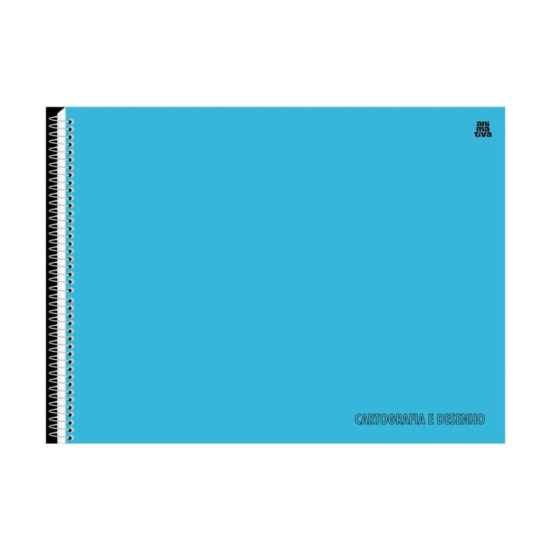 Caderno de Cartografia e Desenho Capa Lisa Azul 60 Folhas - Animativa