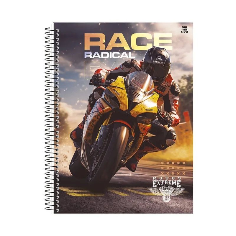 Caderno Universitário Capa Dura 10 Matérias 160 Folhas Moto - Animativa