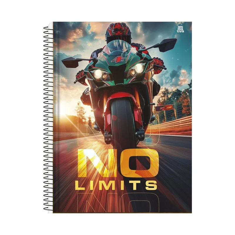 Caderno Universitário Capa Dura 01 Matéria 80 Folhas Moto - Animativa