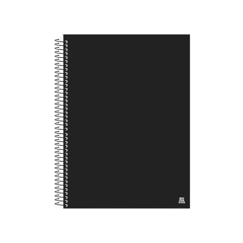 Caderno Universitário Preto Capa Dura 01 Matéria 70 Folhas - Animativa