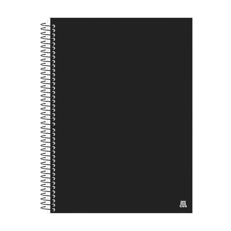 Caderno Universitário Preto Capa Dura 20 Matérias 280 Folhas - Animativa
