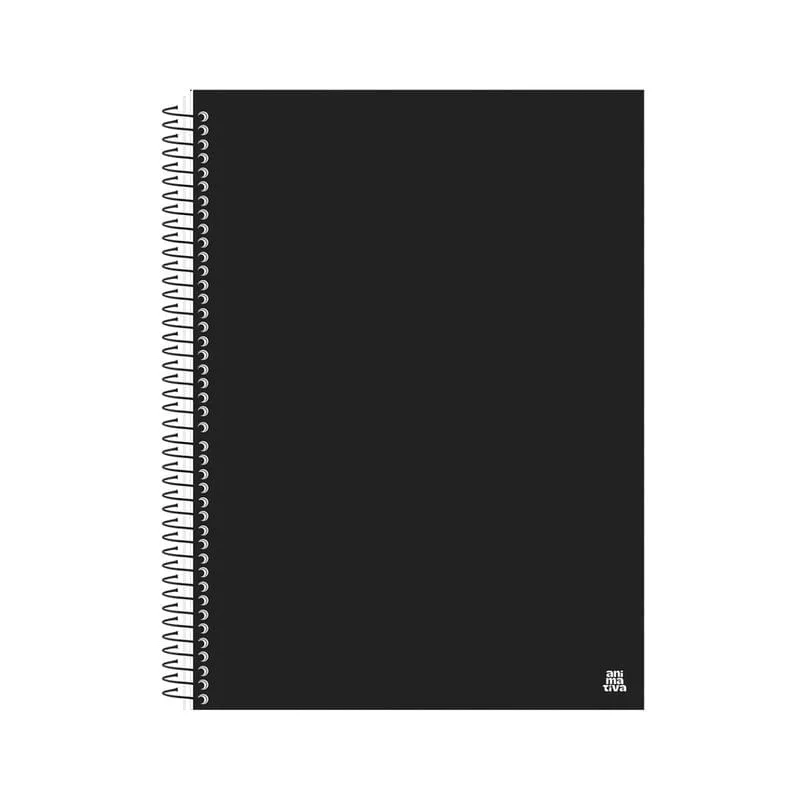 Caderno Universitário Preto Capa Dura 10 Matérias 140 Folhas - Animativa