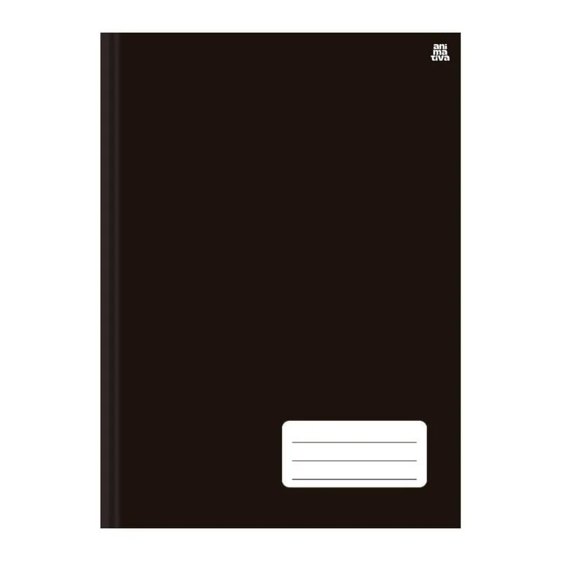 Caderno Universitário Preto Capa Dura 1 Matéria 96 Folhas - Animativa