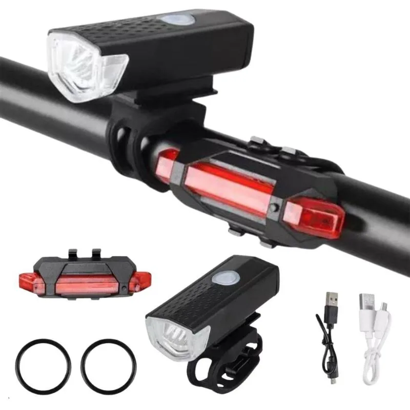 02 Kits Bike Farol Frontal + Traseiro Ultra Led Recarregável