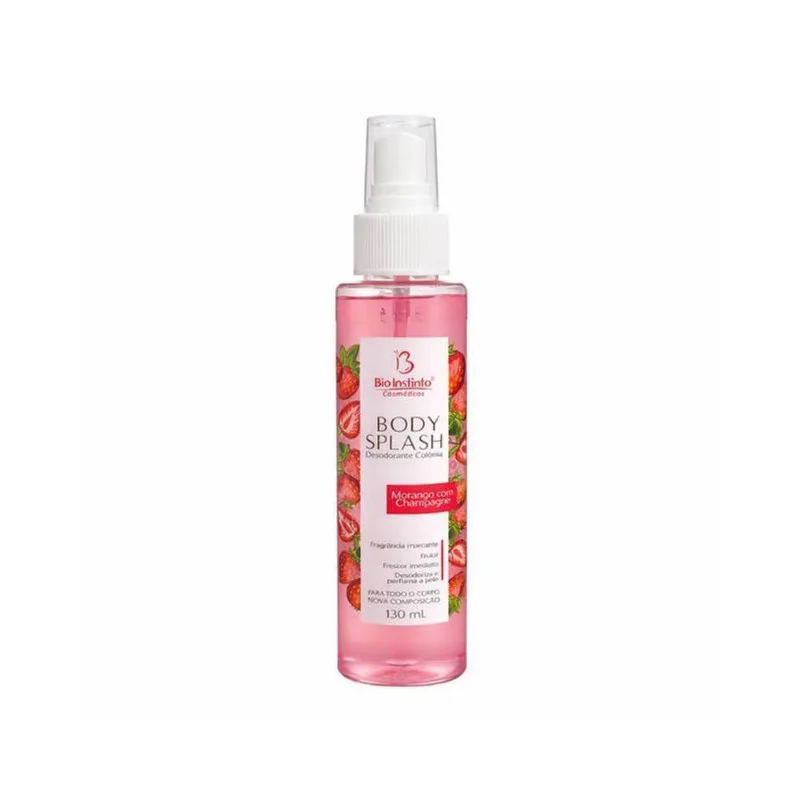 Body Splash Corporal Aroma Morango Champagne Feminino Desodorante Colônia 250ML Bio Instinto