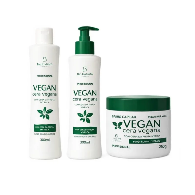 Kit Vegano Myrica Cera Vegana Shampoo Condicionador Máscara
