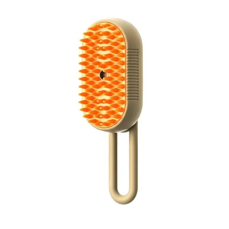 Kit 02 Escova à Vapor para Pets 3 em 1 Cães e Gatos ABS Bege com Laranja Recarregável - OUTRAS