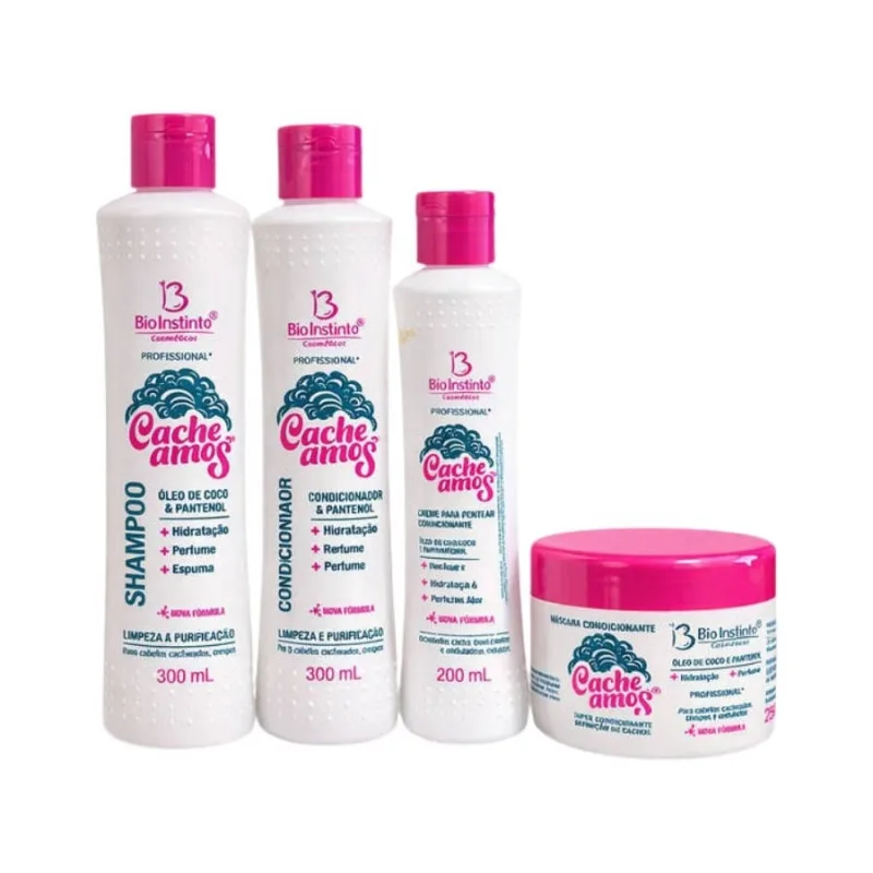 Kit Capilar para Cabelos Cacheados Óleo de Coco e Pantenol - BIO INSTINTO