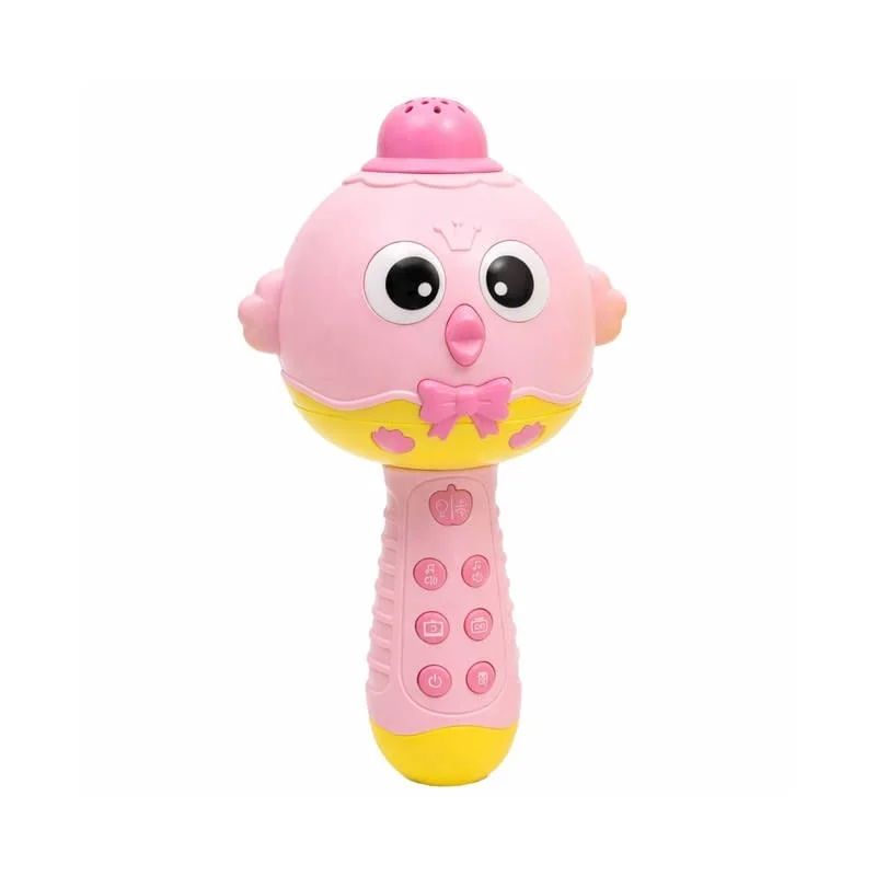 Microfone Musical Infantil Rosa Interativo com Luz e Som - B2
