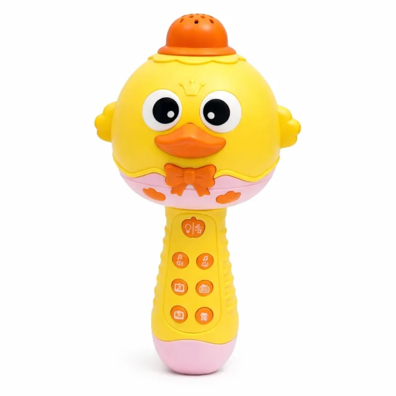 Microfone Musical Infantil Amarelo Interativo com Luz e Som - B2