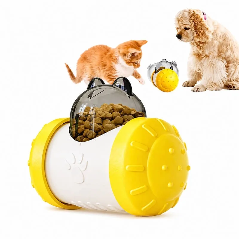 Dispensador de Ração Pets Amarelo Interativo para Cães Gatos - Genérico