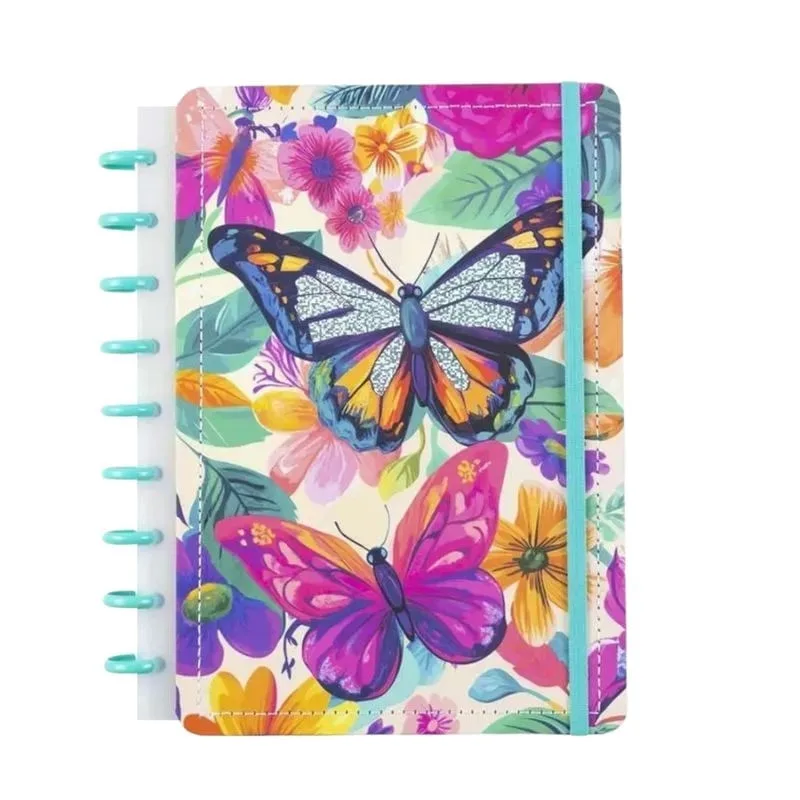 Caderno Butterfly 80 Folhas Reposicionáveis Capa Dura M - Disko