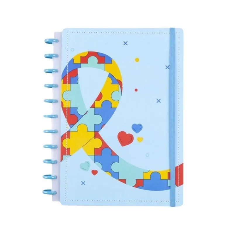 Caderno Love Autismo 80 Folhas Reposicionáveis Capa Dura M - Disko