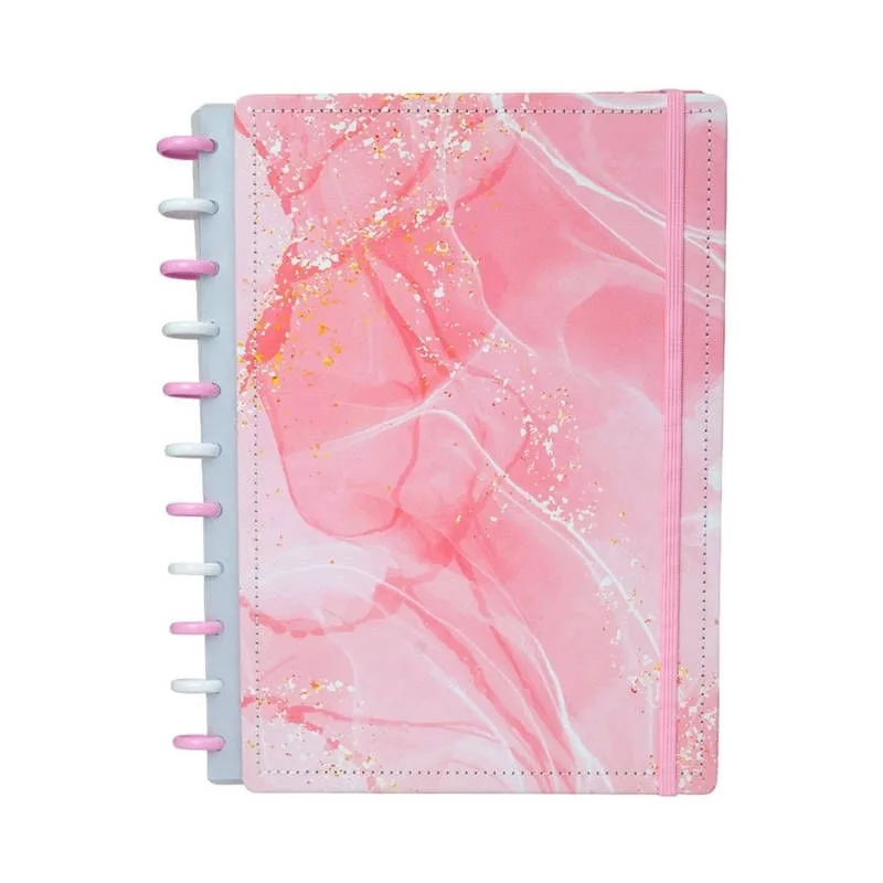 Caderno Rosa Tie Dye 80 Folhas Reposicionáveis Capa Dura M - Disko