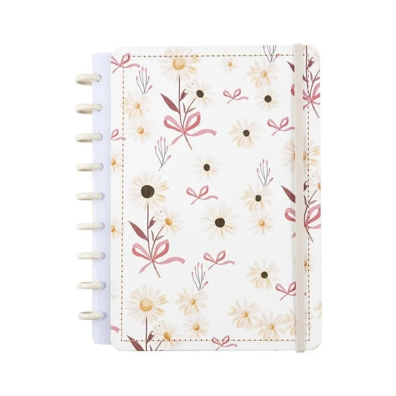 Caderno Estampa Floral 80 Folhas Reposicionáveis Capa Dura M - Disko