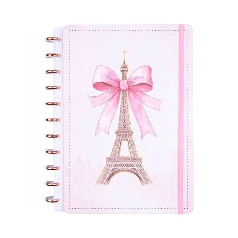 Caderno Torre Eiffel 80 Folhas Reposicionáveis Capa Dura M - Disko