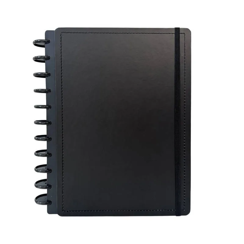Caderno Preto Fosco 80 Folhas Reposicionáveis Capa Dura M - Disko