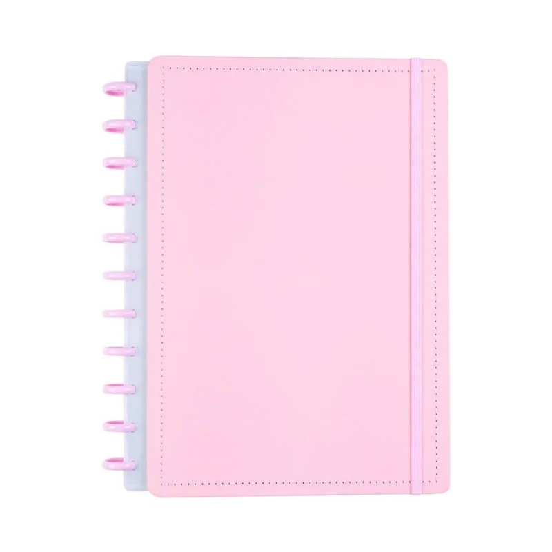 Caderno Rosa Fosco 80 Folhas Reposicionáveis Capa Dura G - Disko