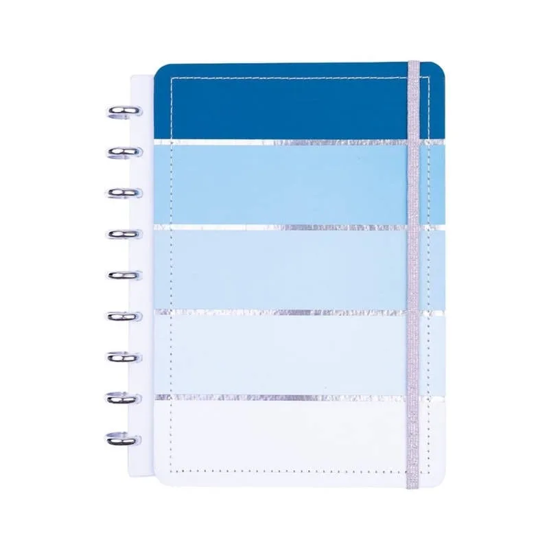 Caderno Listras Azul 80 Folhas Reposicionáveis Capa Dura G - Disko