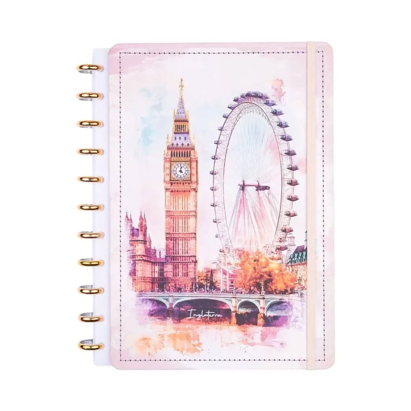 Caderno Inglaterra 80 Folhas Reposicionáveis Capa Dura G - Disko