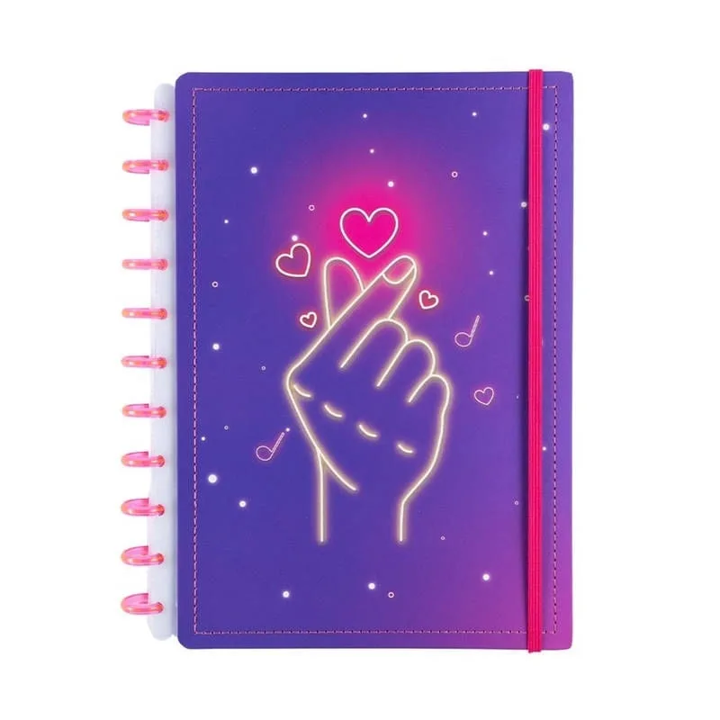 Caderno Finger Heart 80 Folhas Reposicionáveis Capa Dura G - Disko
