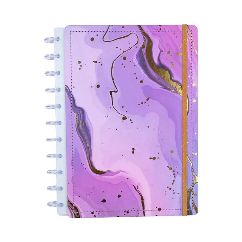 Caderno Mármore Roxo 80 Folhas Reposicionáveis Capa Dura G - Disko